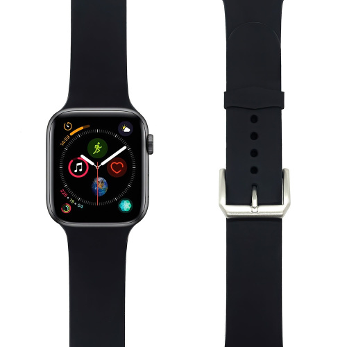 Ремешок для Apple Watch Band 38/40mm Lyambda Alcor спортивный силиконовый черный купить в Барнауле фото 2