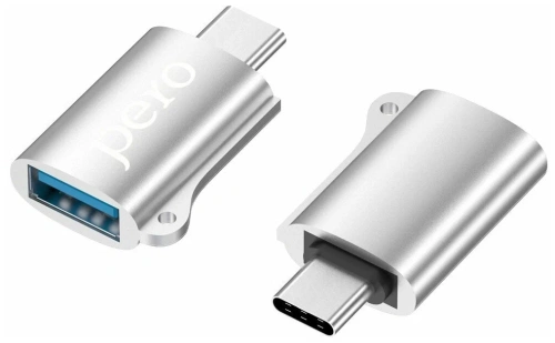 Адаптер PERO AD02 OTG Type-C to USB 2.0 серебристый купить в Барнауле фото 2