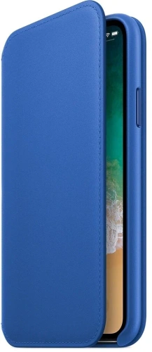 Чехол Apple iPhone X Leather Folio Electric Blue (синий) купить в Барнауле фото 3