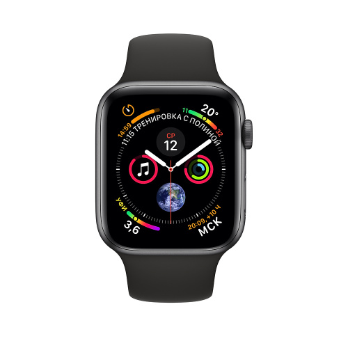 Apple Watch Series 4 44mm Case Space Grey Aluminium Sport Band Black купить в Барнауле фото 2