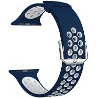 Ремешок для Apple Watch Band 38/40mm Lyambda Alioth силиконовый синий/белый купить в Барнауле