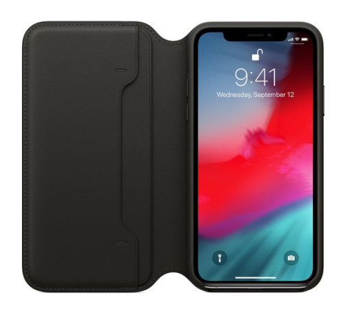 Чехол Apple iPhone XS Leather Folio Black (черный) купить в Барнауле