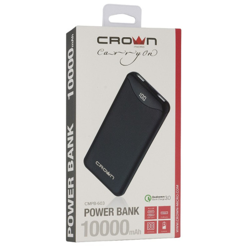 Внешний аккумулятор CrownMicro CMPB-603 10000 mAh Li-Pol micro-USB+Type-C black купить в Барнауле фото 2