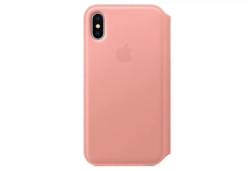 Чехол Apple iPhone X Leather Folio Soft Pink (розовый) купить в Барнауле фото 2