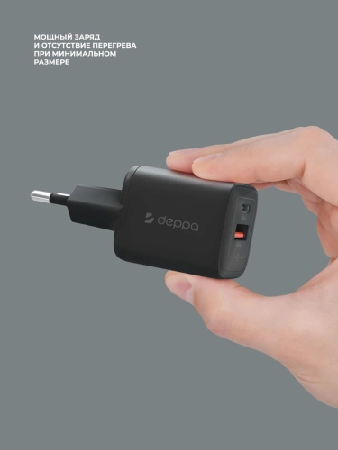 СЗУ Deppa USB-C + USB A, PD 3.0, QC 3.0, 33W, дисплей, черный купить в Барнауле фото 2