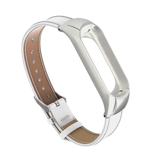 Ремешок Xiaomi для Mi Band 4 кожаный (белый)  купить в Барнауле