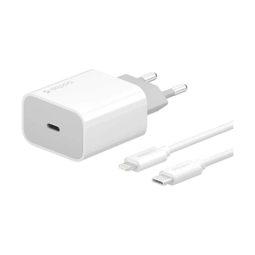 купить СЗУ Deppa USB-C PD 20W + кабель USB-C to Lightning MFI белый в Барнауле СЗУ Deppa USB-C PD 20W + кабель USB-C to Lightning MFI белый купить в Барнауле