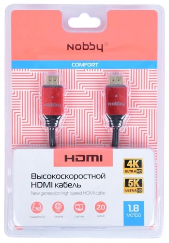 Кабель Nobby NBC-HC-18-01 HDMI-HDMI 1,8 m красный купить в Барнауле фото 2
