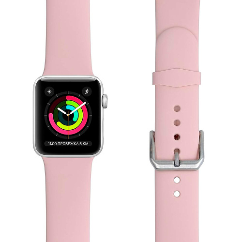 Ремешок для Apple Watch Band 38/40mm Lyambda Alcor спортивный силиконовый розовый купить в Барнауле фото 2