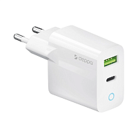 СЗУ Deppa USB-C + USB A, PD 3.0, QC 3.0, 33W, GaN, белый купить в Барнауле
