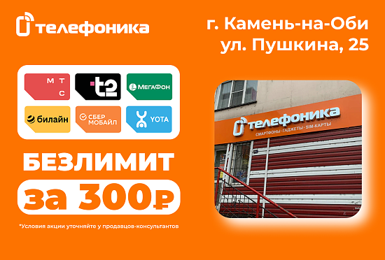 Безлимит за 300 рублей в Камне-на-Оби