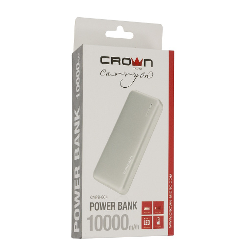 Внешний аккумулятор CrownMicro CMPB-604 10000 mAh Li-Pol micro-USB-5B/2A white купить в Барнауле фото 3