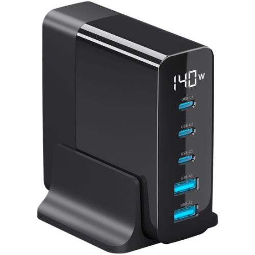 купить Зарядная станция 3xUSB Type-C, 2xUSB, PD, QC, 140Вт, черный, Deppa в Барнауле Зарядная станция 3xUSB Type-C, 2xUSB, PD, QC, 140Вт, черный, Deppa купить в Барнауле