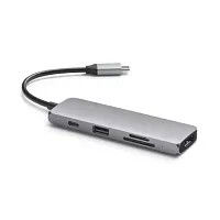Хаб Satechi Multiport Pro для Macbook с портом USB-C  1 x USB 3.0/SD/microSD x USB-C серый космос купить в Барнауле