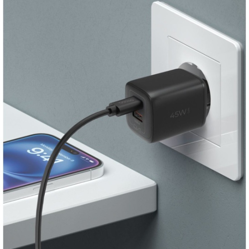 купить СЗУ Deppa USB-C + USB A, PD 3.0, QC 4.0, 45W, чёрный в Барнауле фото 3 СЗУ Deppa USB-C + USB A, PD 3.0, QC 4.0, 45W, чёрный купить в Барнауле фото 3