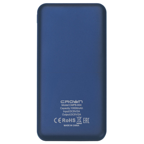 Внешний аккумулятор CrownMicro CMPB-604 10000 mAh Li-Pol micro-USB-5B/2A  blue купить в Барнауле фото 2