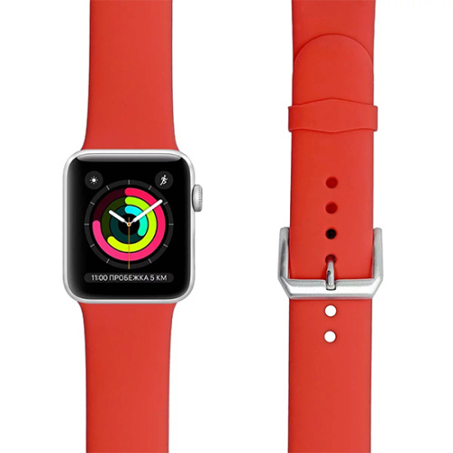 Ремешок для Apple Watch Band 42/44mm Lyambda Alcor спортивный силиконовый красный купить в Барнауле фото 2