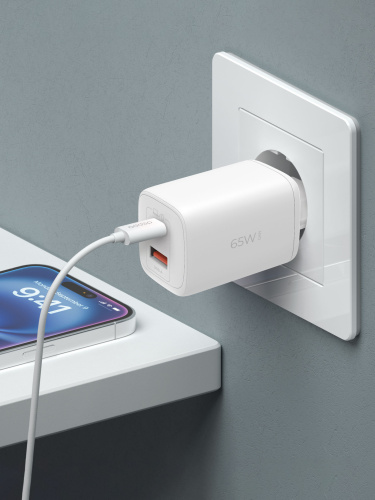 СЗУ Deppa USB-C + USB A, PD 3.0, QC 5.0+, 65W, GaN, белый купить в Барнауле фото 3
