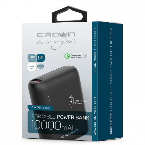 Внешний аккумулятор CrownMicro CMPB-1003 10000 mAh Li-Pol micro-USB+Type-C black купить в Барнауле фото 4