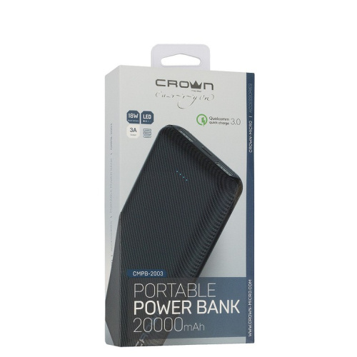 Внешний аккумулятор CrownMicro CMPB-2003 20000 mAh Li-Pol micro-USB+Type-C black купить в Барнауле фото 4