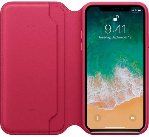Чехол Apple iPhone X Leather Folio Red (красный) купить в Барнауле