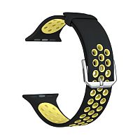 Ремешок для Apple Watch Band 42/44mm Lyambda Alioth силиконовый черный/желтый купить в Барнауле