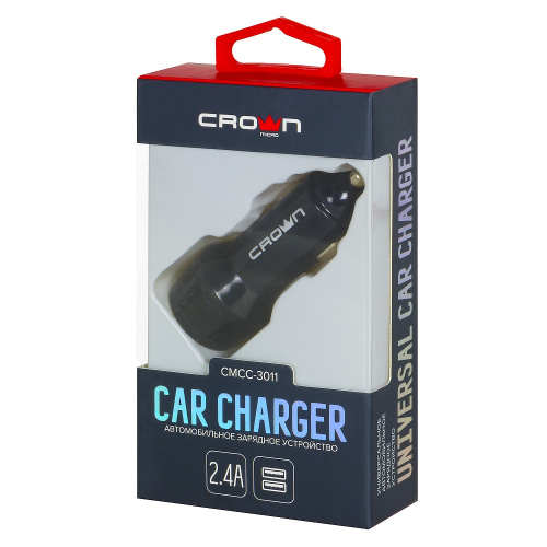 Автомобильное ЗУ Crown 3011 2USB  2.4A Черный купить в Барнауле фото 2