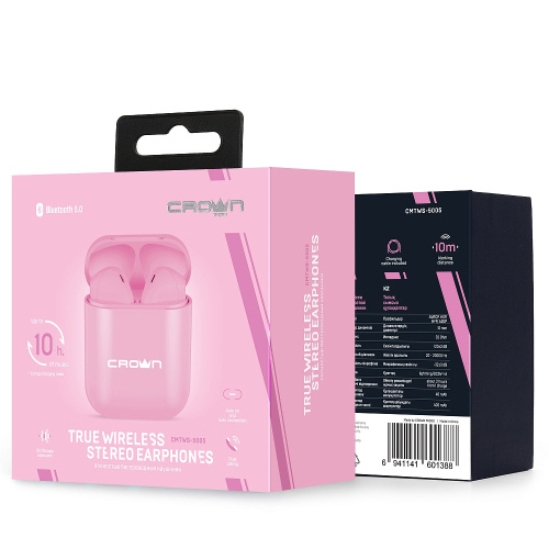 Наушники Crown CMTWS-5005 Беспроводные розовые купить в Барнауле фото 2