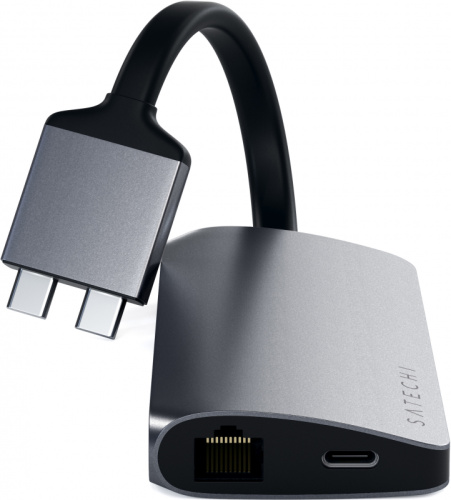 Адаптер Satechi Type-C Dual Multimedia Adapter для MacBook с двумя портами USB-C серый космос купить в Барнауле фото 2